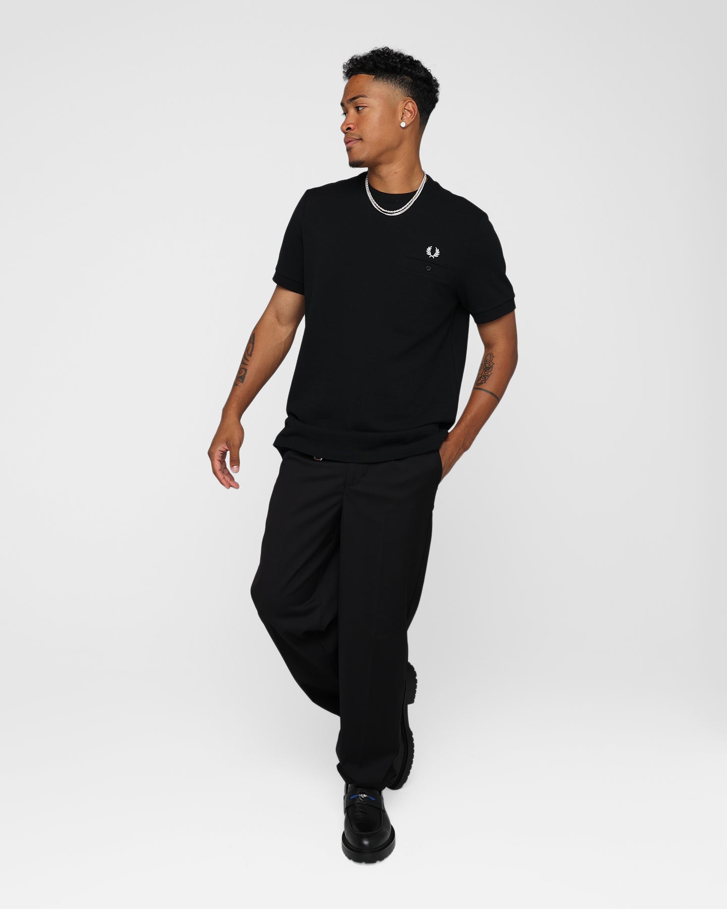 Fred Perry Pocket Detail Piqu√© T-Shirt Black