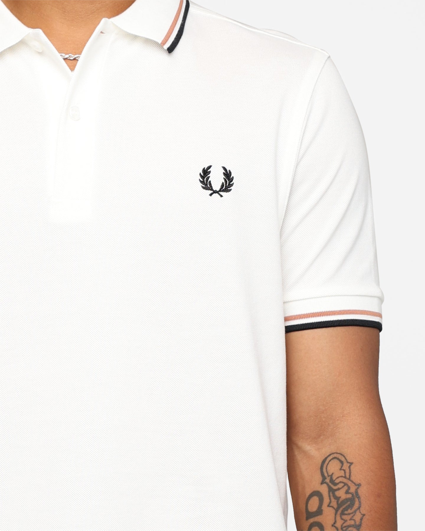Fred Perry Twin Tipped Polo Shirt Snow White/Light Rust/Black