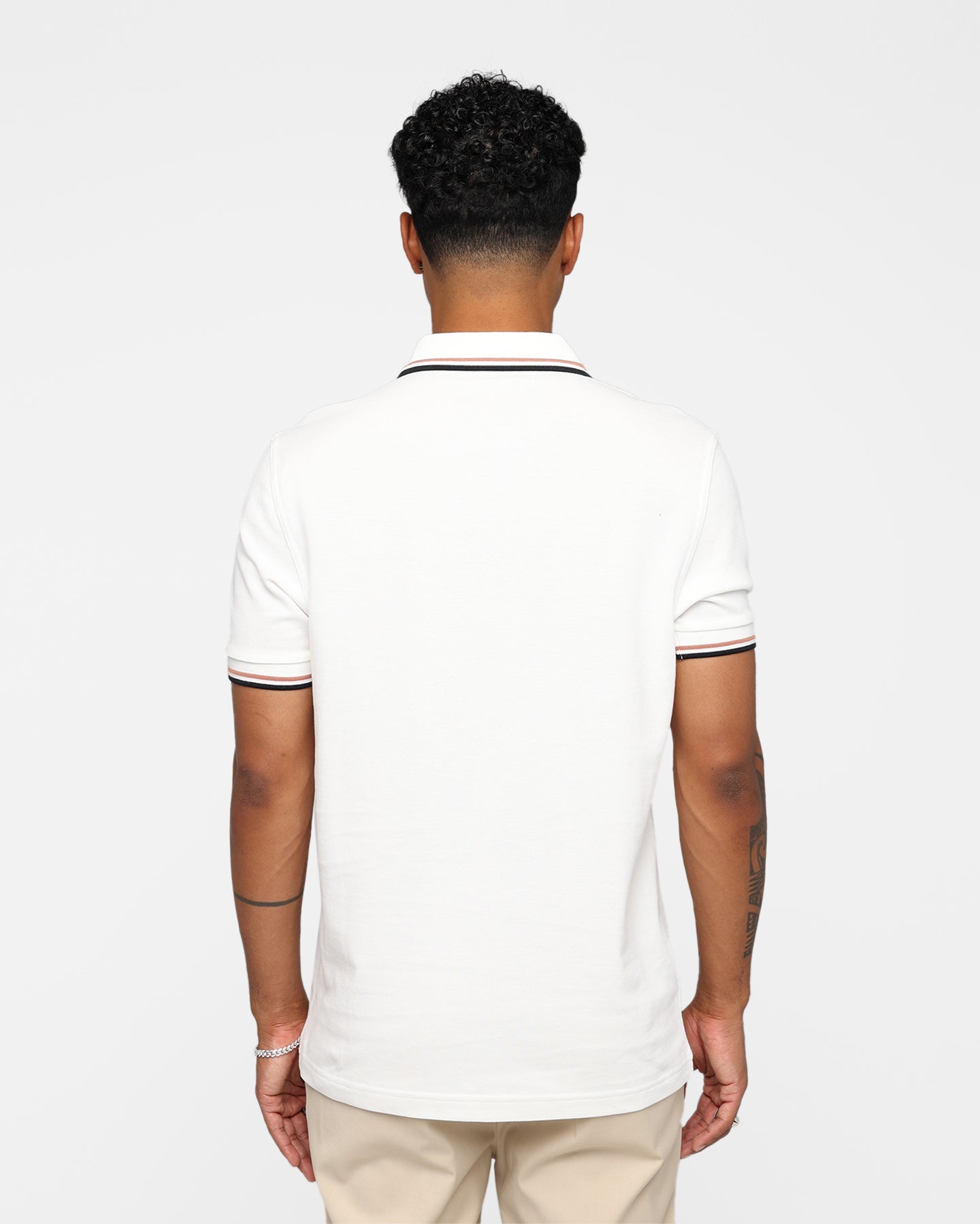 Fred Perry Twin Tipped Polo Shirt Snow White/Light Rust/Black