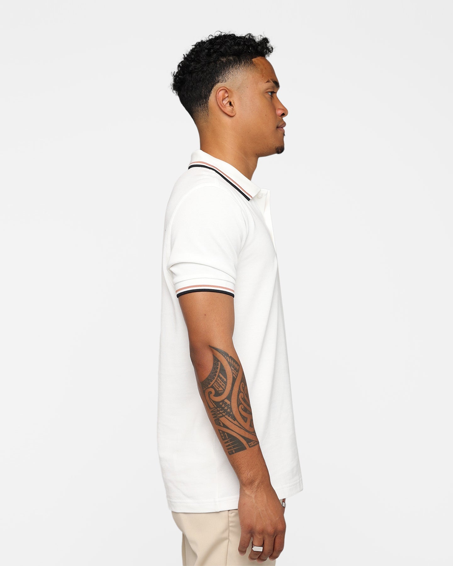 Fred Perry Twin Tipped Polo Shirt Snow White/Light Rust/Black