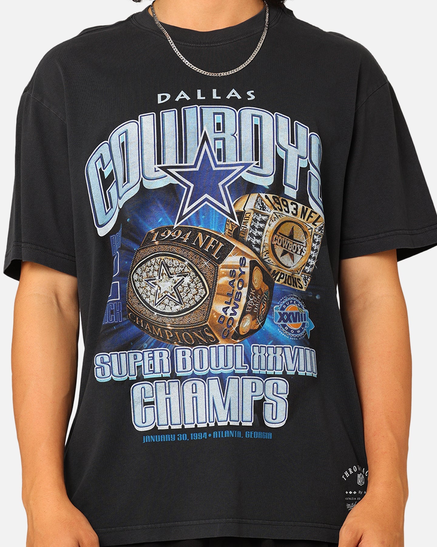 Mitchell & Ness Dallas Cowboys '93-94 Super Bowl Champs T-Shirt Faded Black