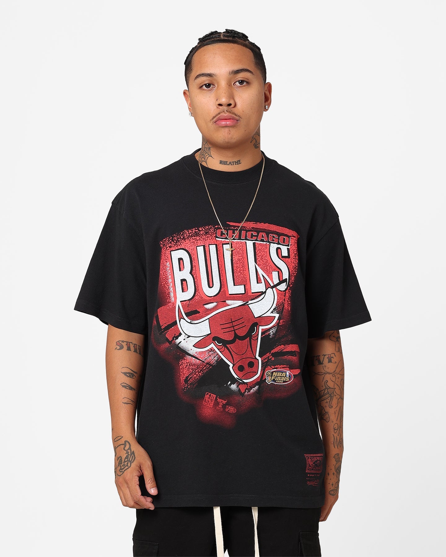 Mitchell & Ness Chicago Bulls Abstract T-Shirt Faded Black