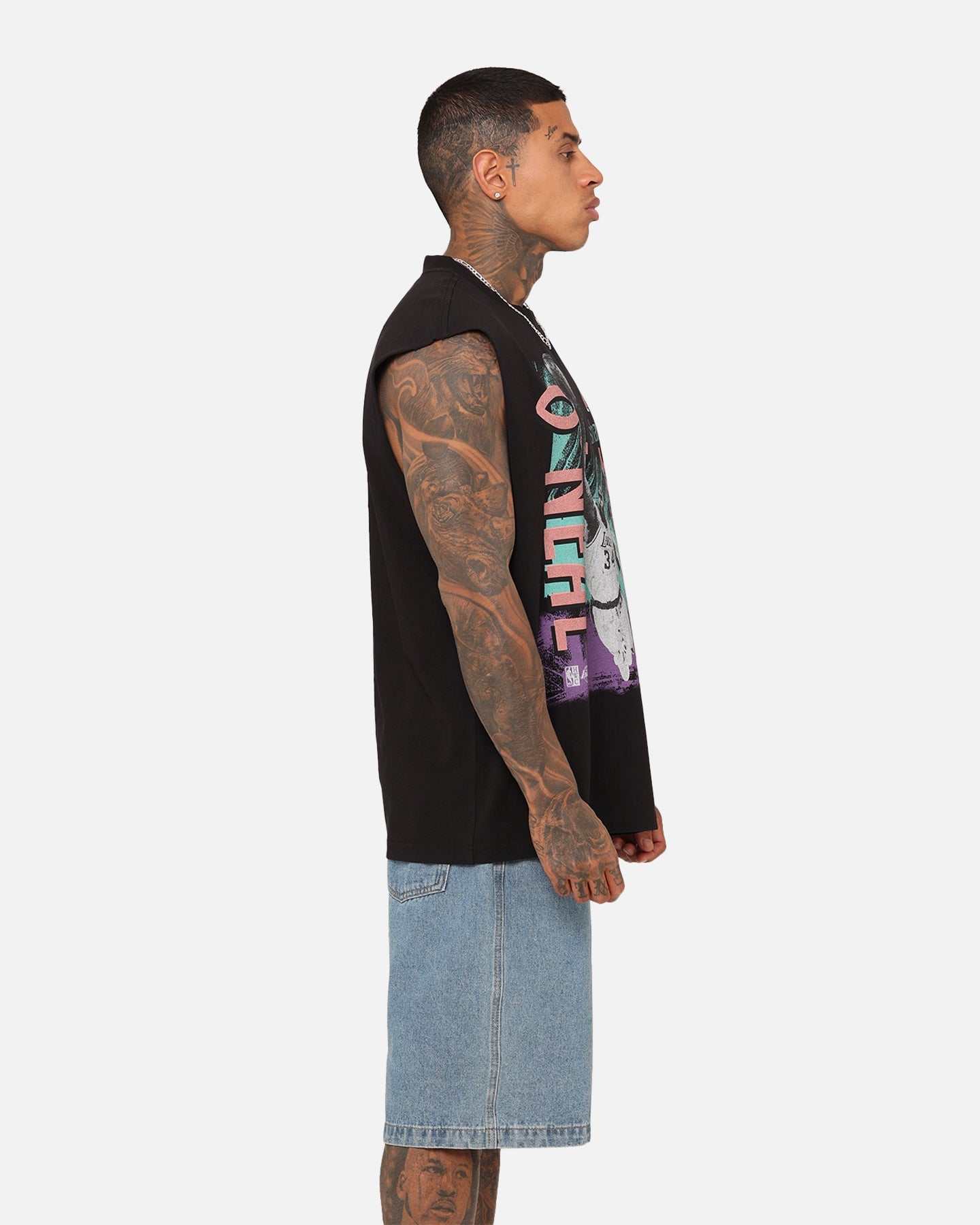 Mitchell & Ness Los Angeles Lakers Shaquille O'Neal Brush Off Muscle T-Shirt Black