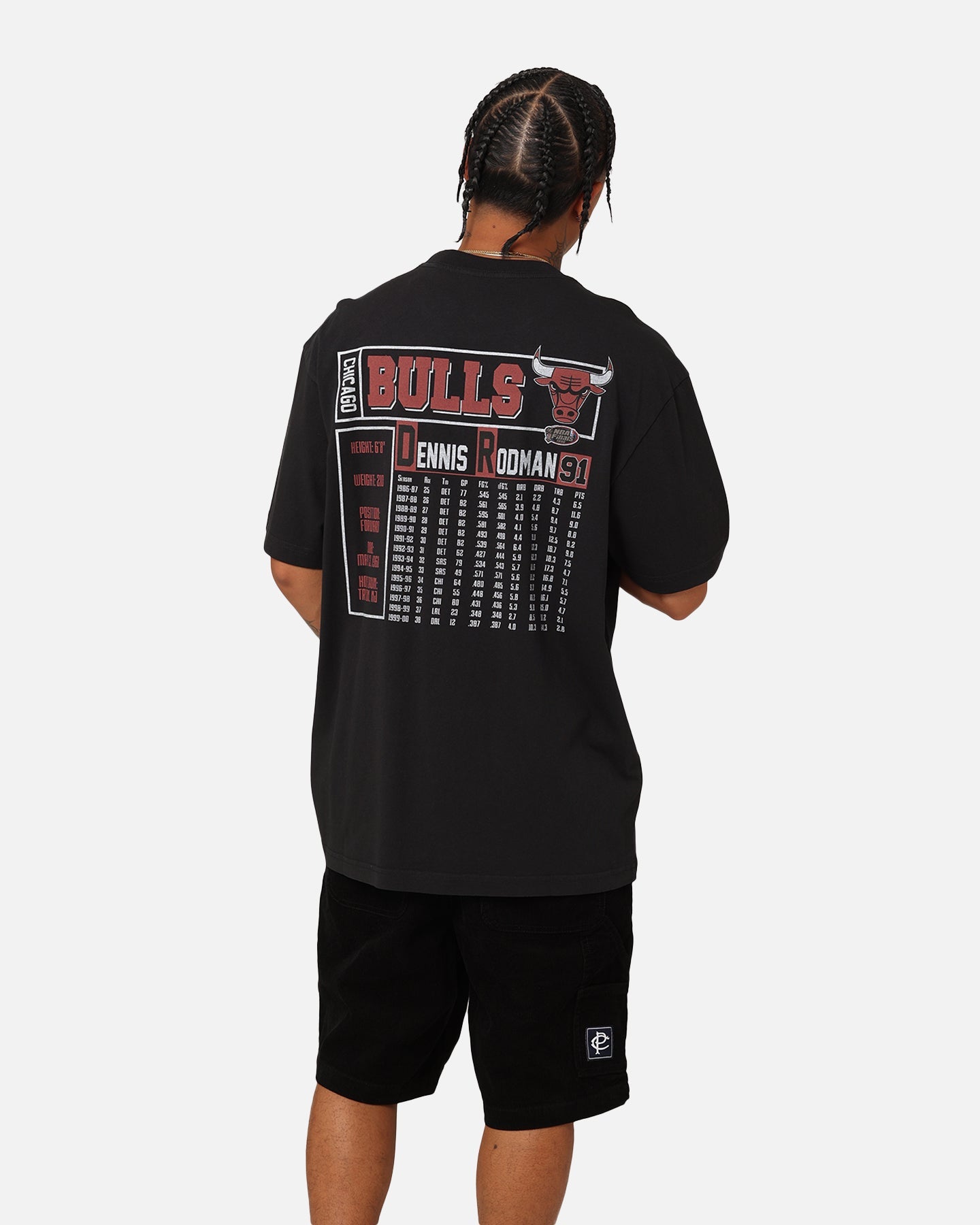 Mitchell & Ness Chicago Bulls Dennis Rodman Player & Stats T-Shirt Black