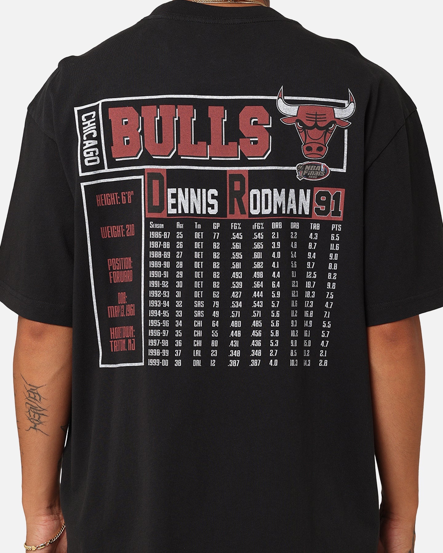 Mitchell & Ness Chicago Bulls Dennis Rodman Player & Stats T-Shirt Black