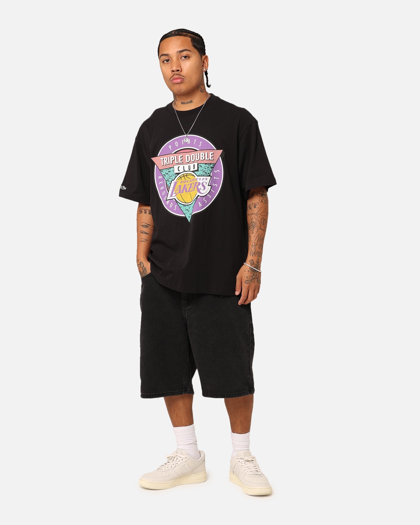 Mitchell & Ness Los Angeles Lakers Triple Double Club T-Shirt Black
