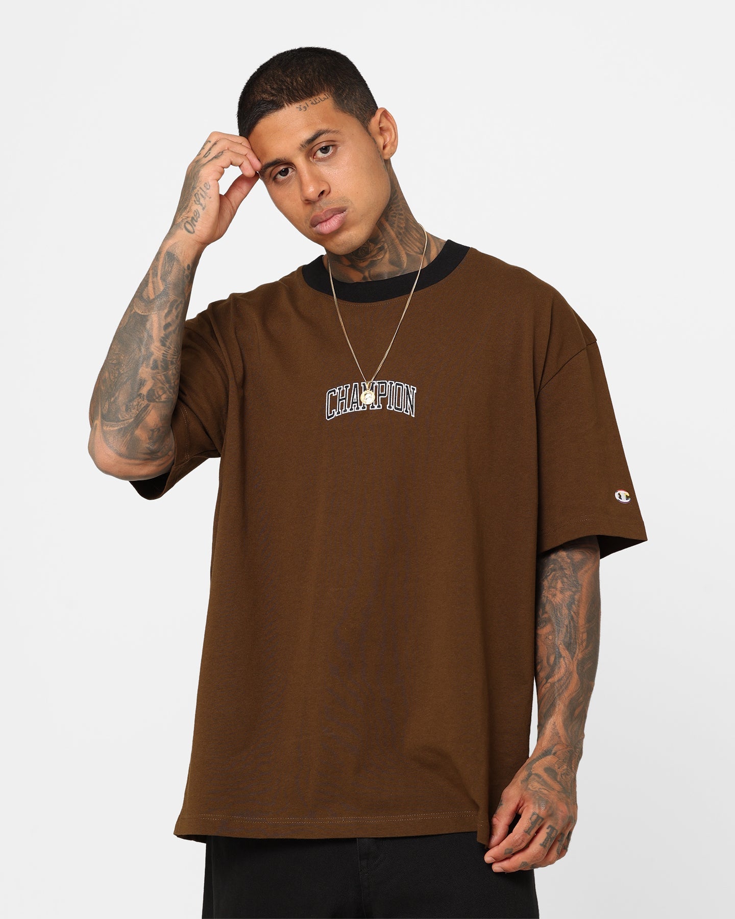 Champion Heritage Contrast Script T-Shirt Dance Monkey