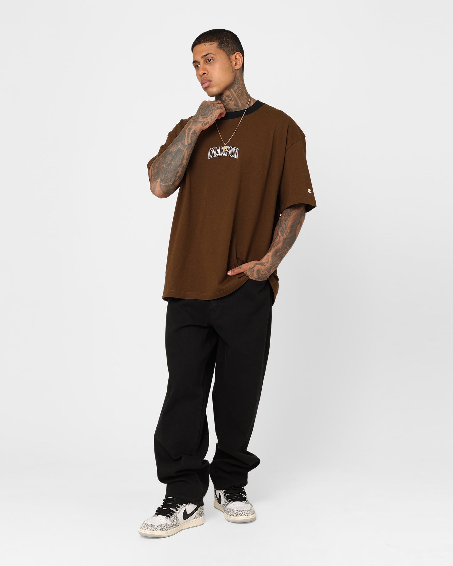Champion Heritage Contrast Script T-Shirt Dance Monkey
