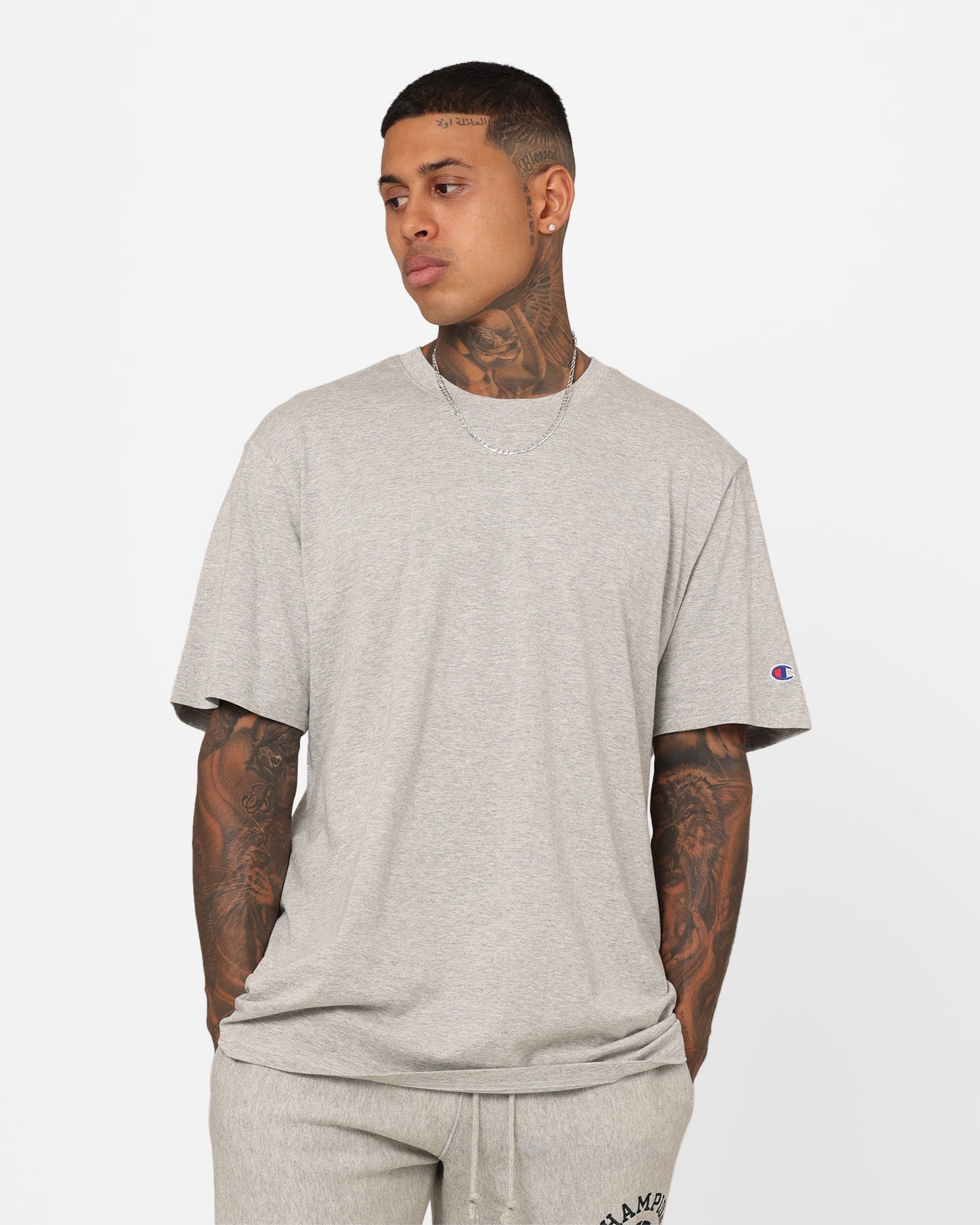 Champion Jersey Lightweight Staple T-Shirt Oxford Heather