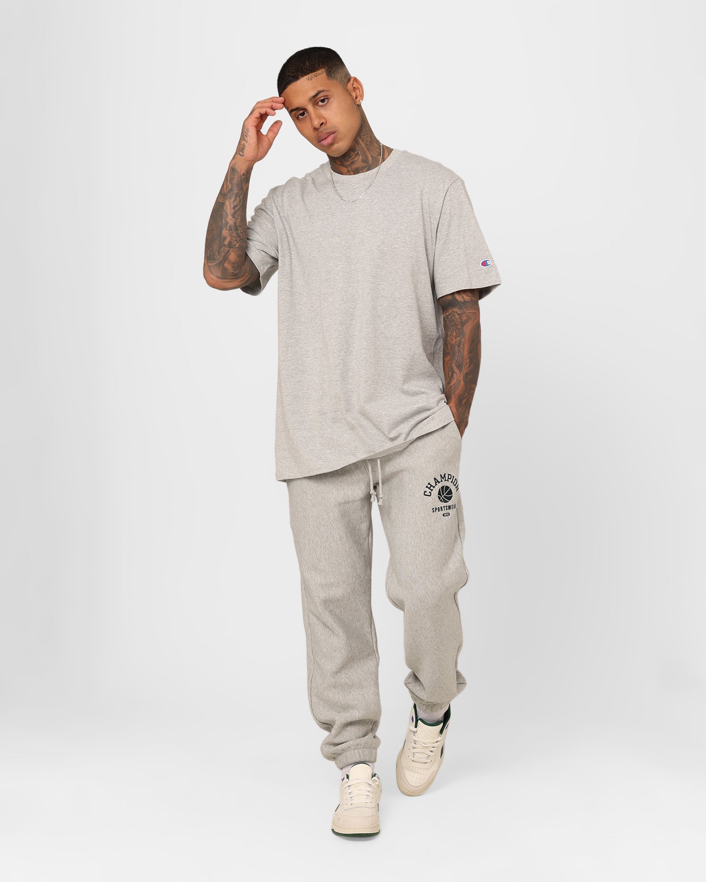 Champion Jersey Lightweight Staple T-Shirt Oxford Heather