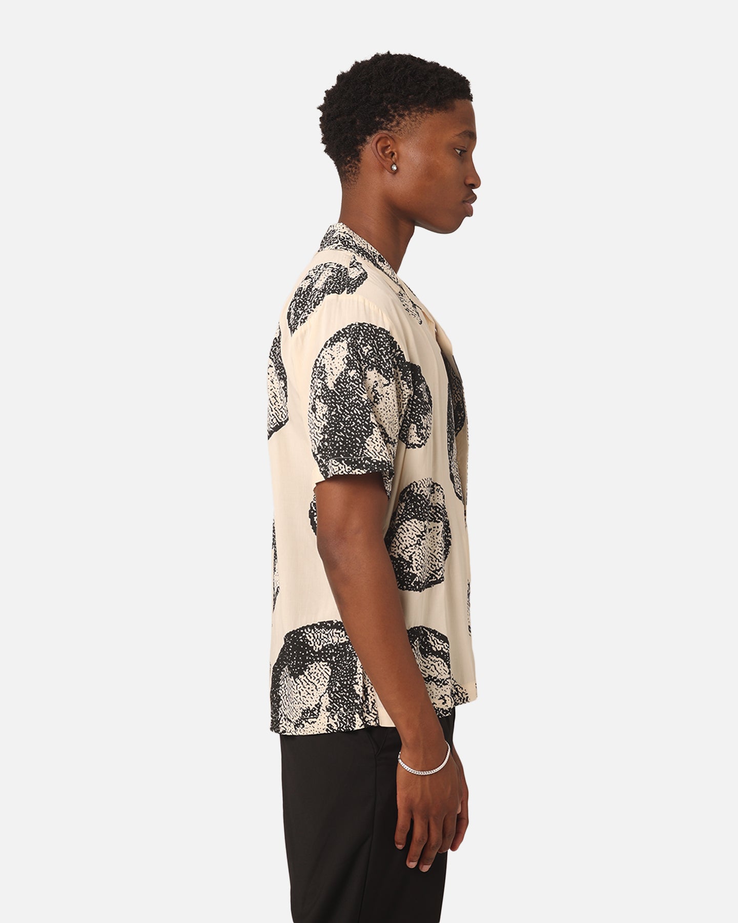 Market Bitmap Short Sleeve Button Up Shirt Ecru