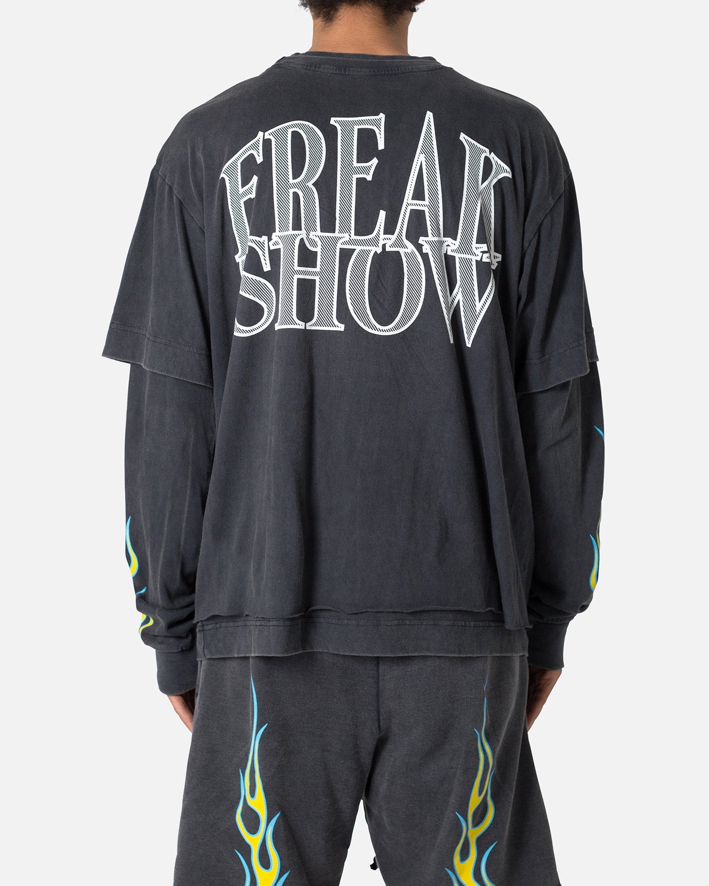 MNML Flame Double Layer Long Sleeve T-Shirt Black