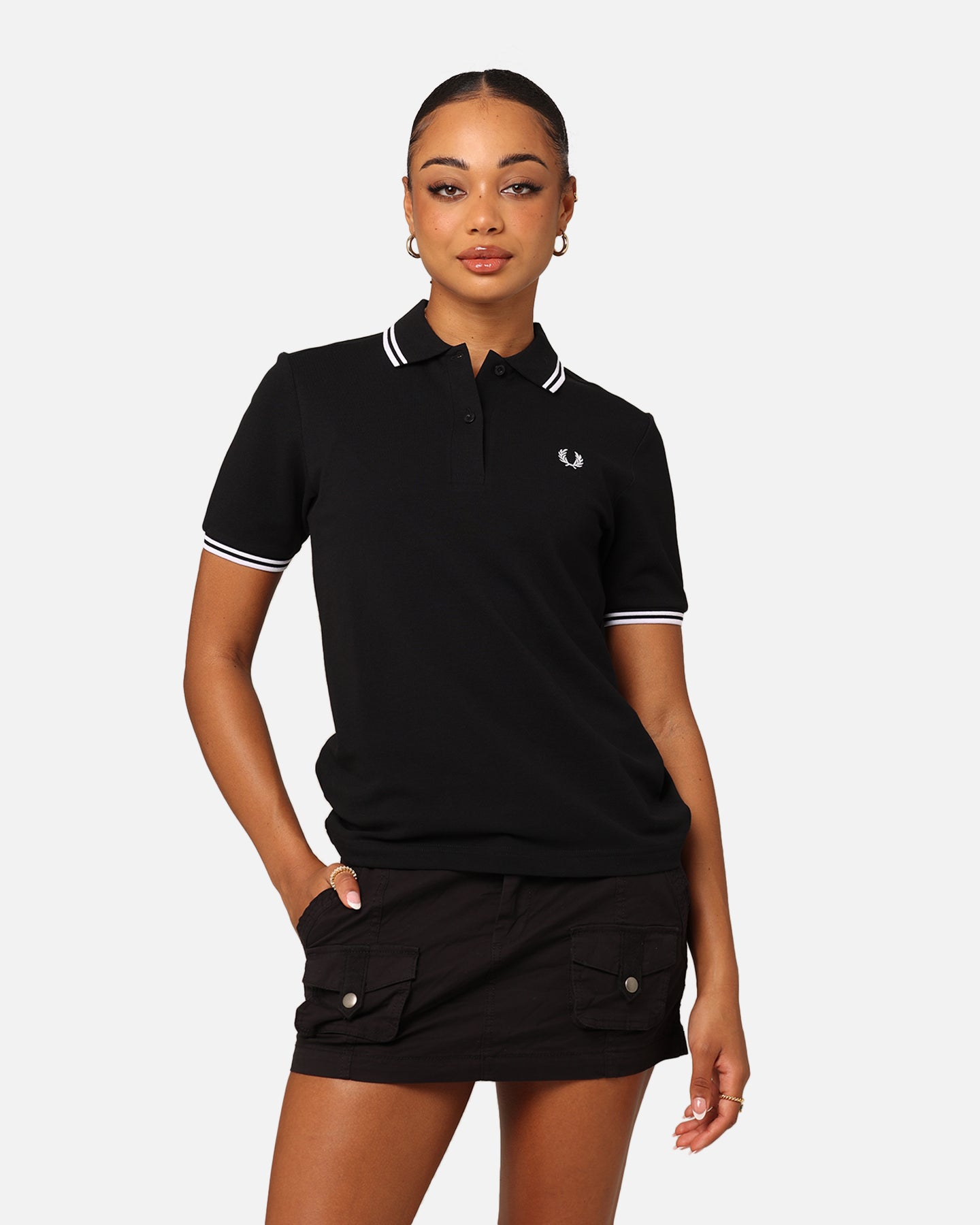 Fred Perry Women's The Twin Tipped Polo Shirt Black/White