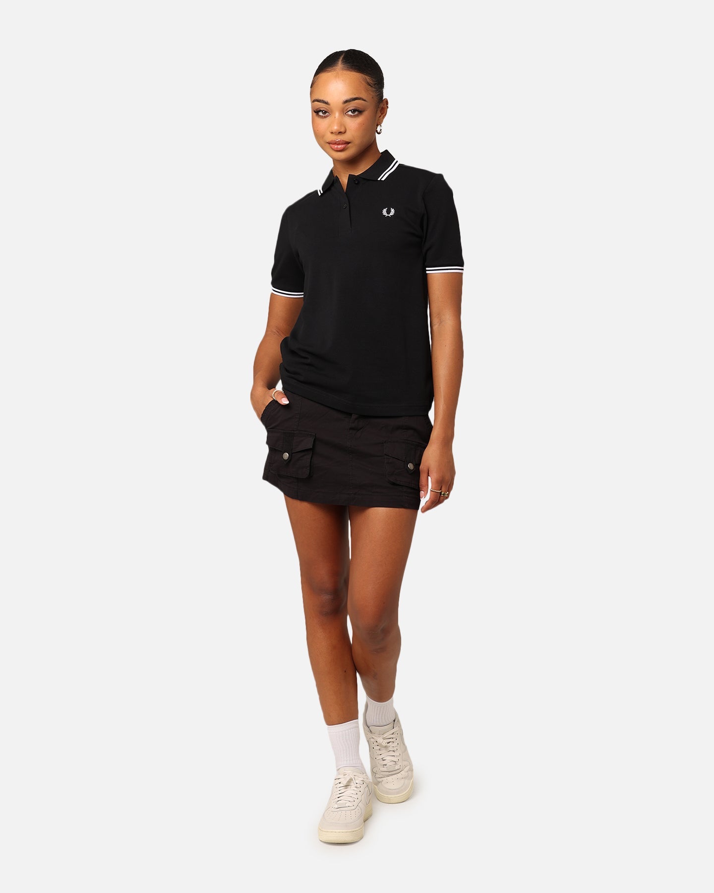 Fred Perry Women's The Twin Tipped Polo Shirt Black/White