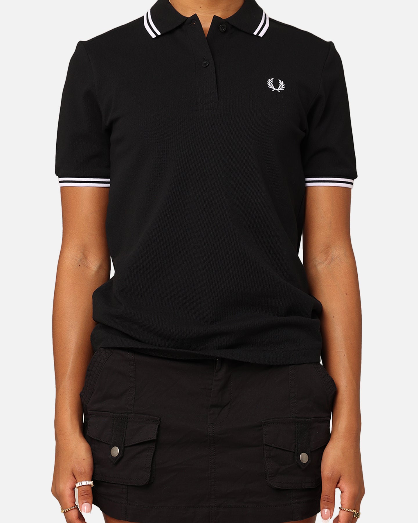 Fred Perry Women's The Twin Tipped Polo Shirt Black/White