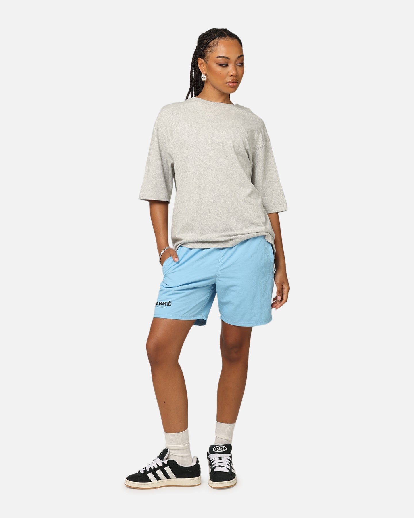 Carre Blanc Boxy T-Shirt Grey Marle Style001