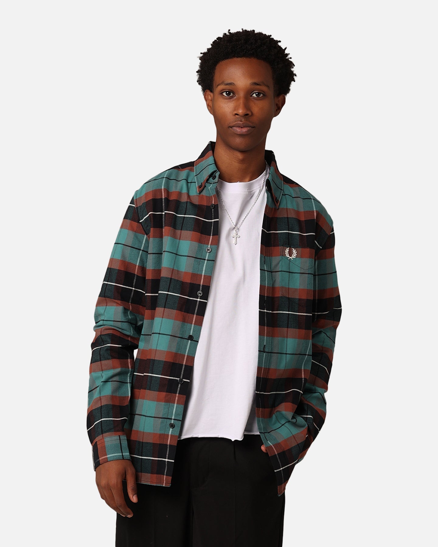 Fred Perry Brushed Tartan Shirt Deep Mint