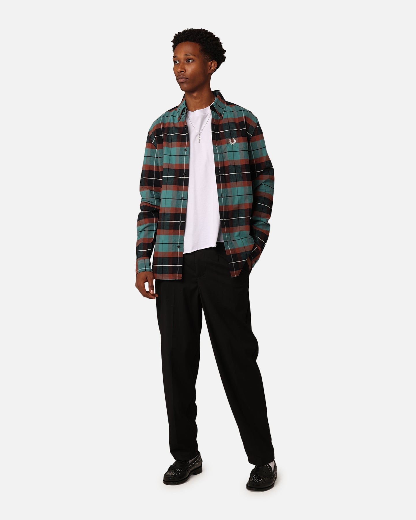 Fred Perry Brushed Tartan Shirt Deep Mint