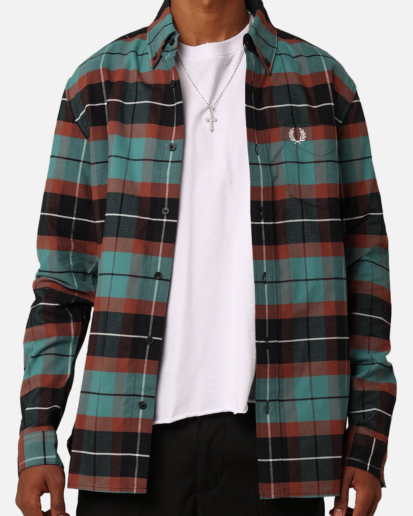 Fred Perry Brushed Tartan Shirt Deep Mint