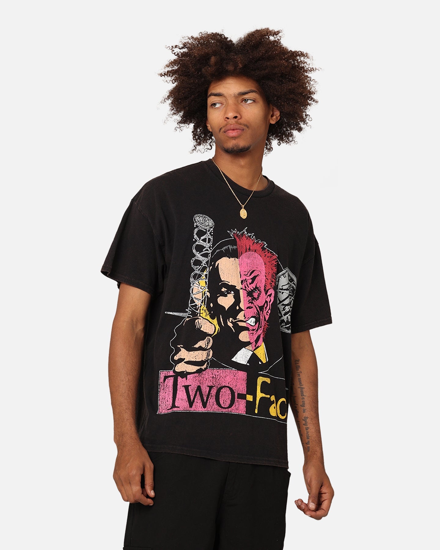 Goat Crew X DC Batman Two Face Vintage T-Shirt Black Wash