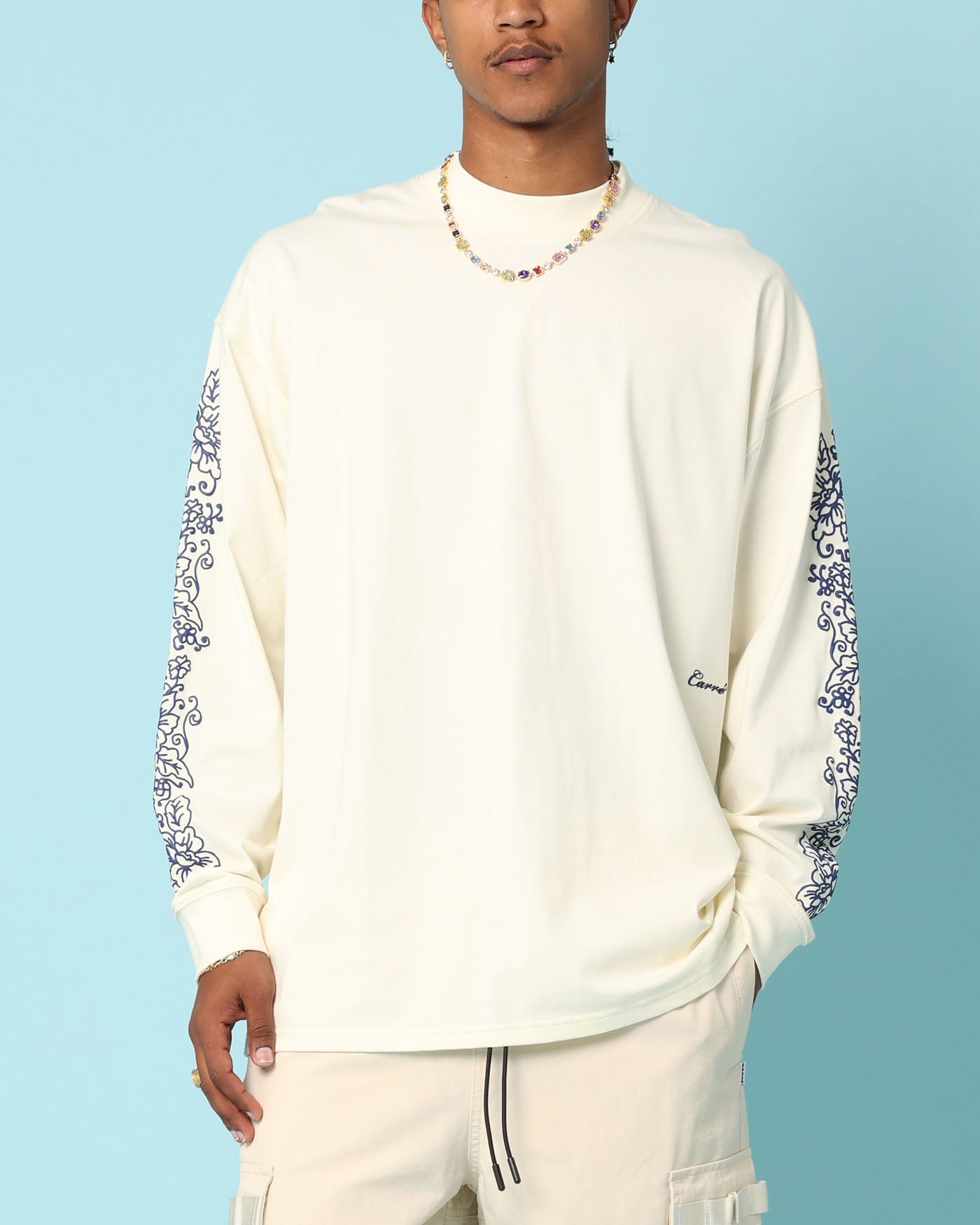 Carr√© Botanical Oversized Long Sleeve T-Shirt Off White