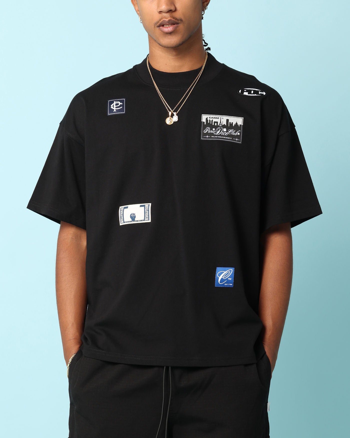 Carr√© Patchwork Oversized T-Shirt Black