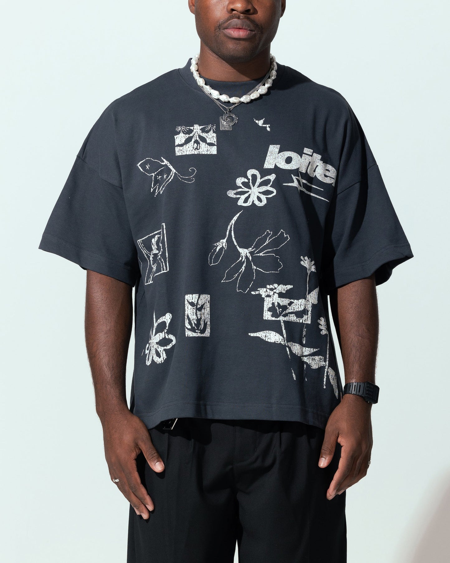 Loiter Flowerbed Box T-Shirt Charcoal