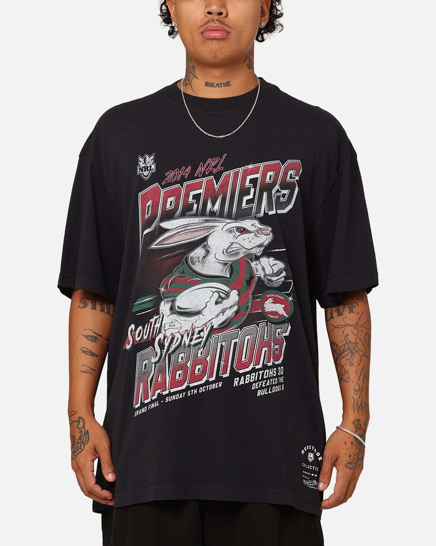 Mitchell & Ness South Sydney Rabbitohs 2014 Grand Final T-Shirt Faded Black