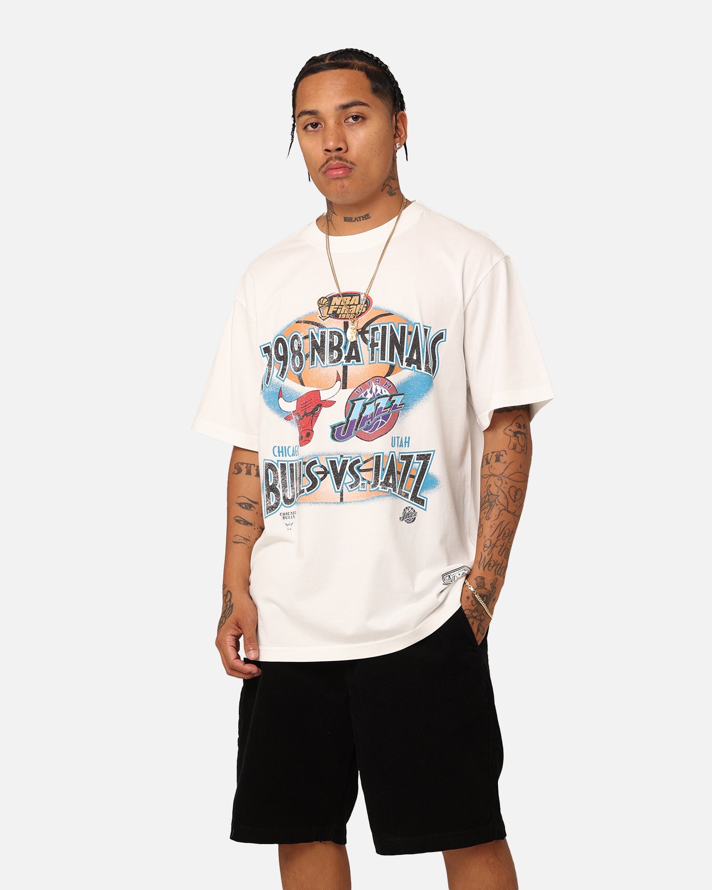 Mitchell & Ness Chicago Bulls Vs Utah Jazz T-Shirt Vintage White