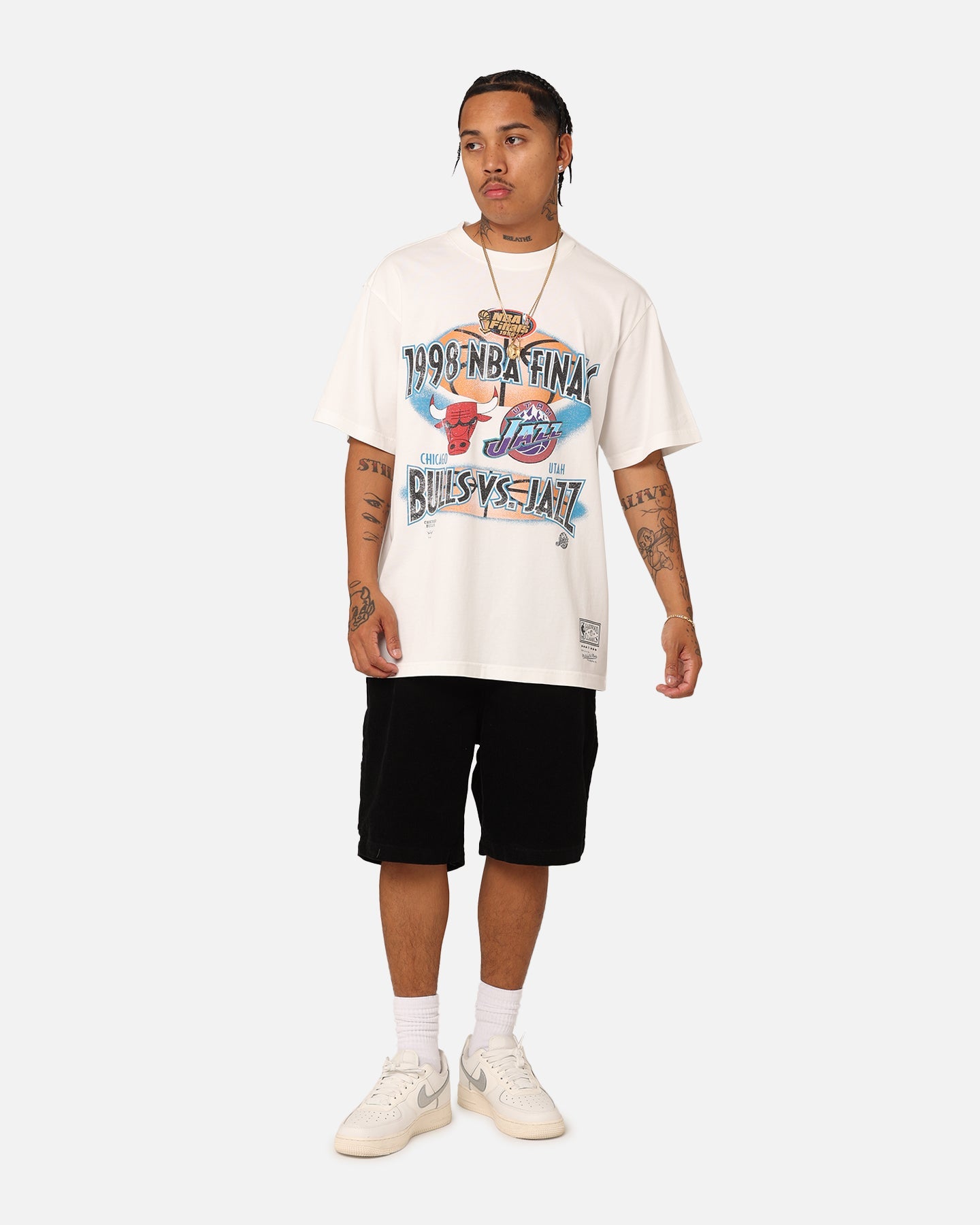 Mitchell & Ness Chicago Bulls Vs Utah Jazz T-Shirt Vintage White