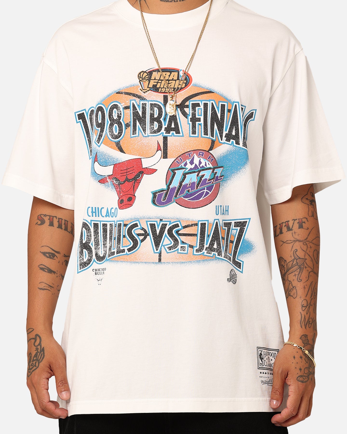 Mitchell & Ness Chicago Bulls Vs Utah Jazz T-Shirt Vintage White