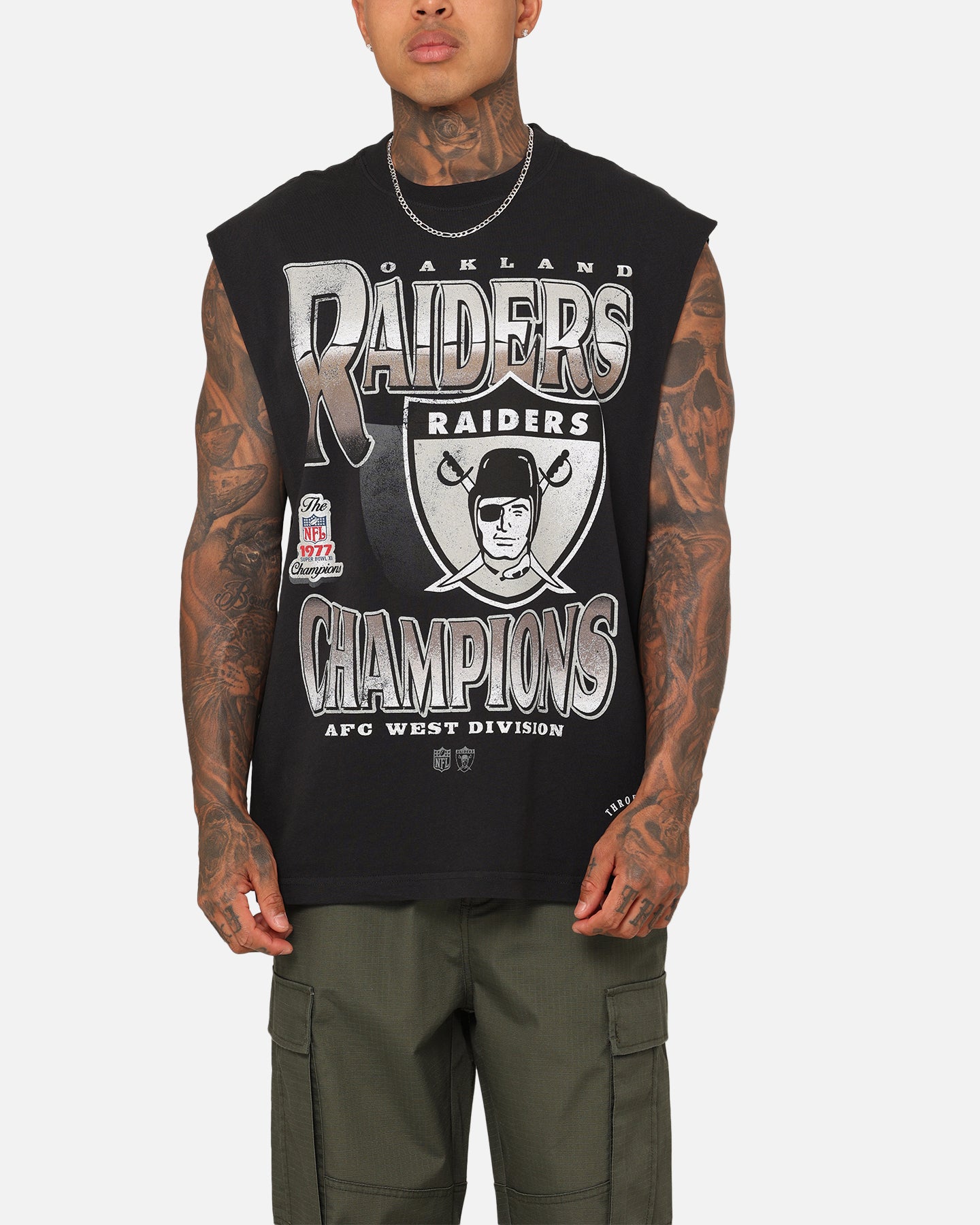 Mitchell & Ness Oakland Raiders Vintage Muscle T-Shirt Faded Black