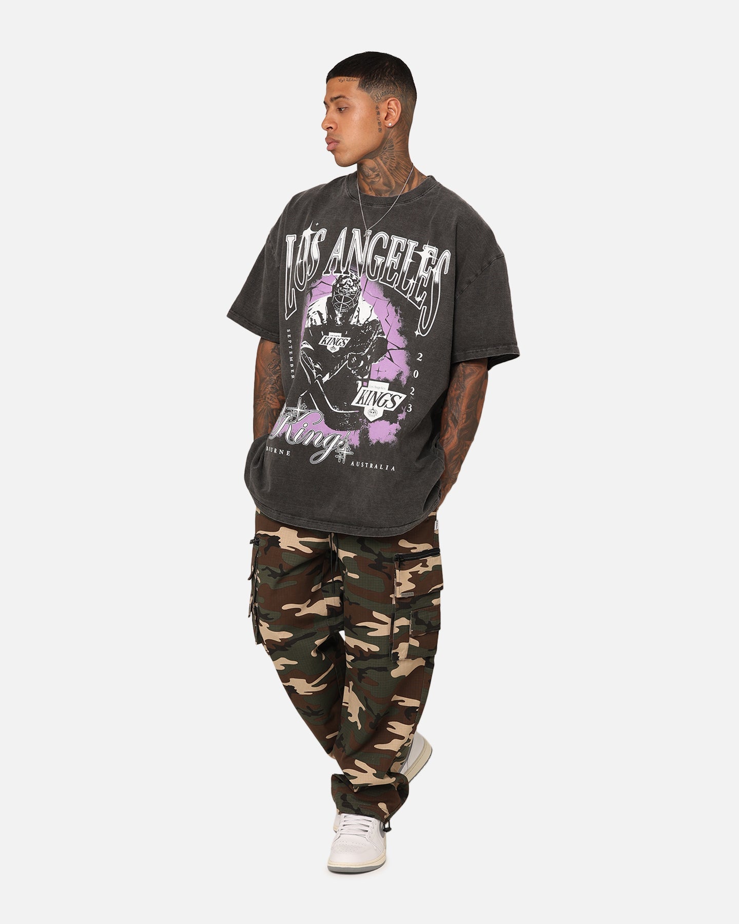Culture Kings X NHL Los Angeles Kings Global Series Team Vintage Heavyweight T-Shirt Black