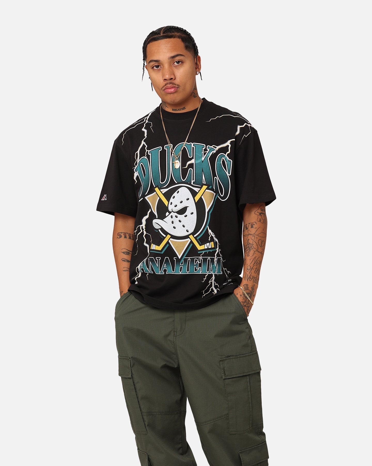Majestic Athletic Anaheim Ducks Team Lightning Helmet T-Shirt Black