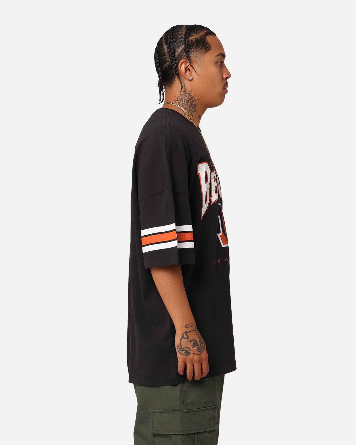 Majestic Athletic Cincinnati Bengals Vintage Sport Striped Sleeve T-Shirt Faded Black