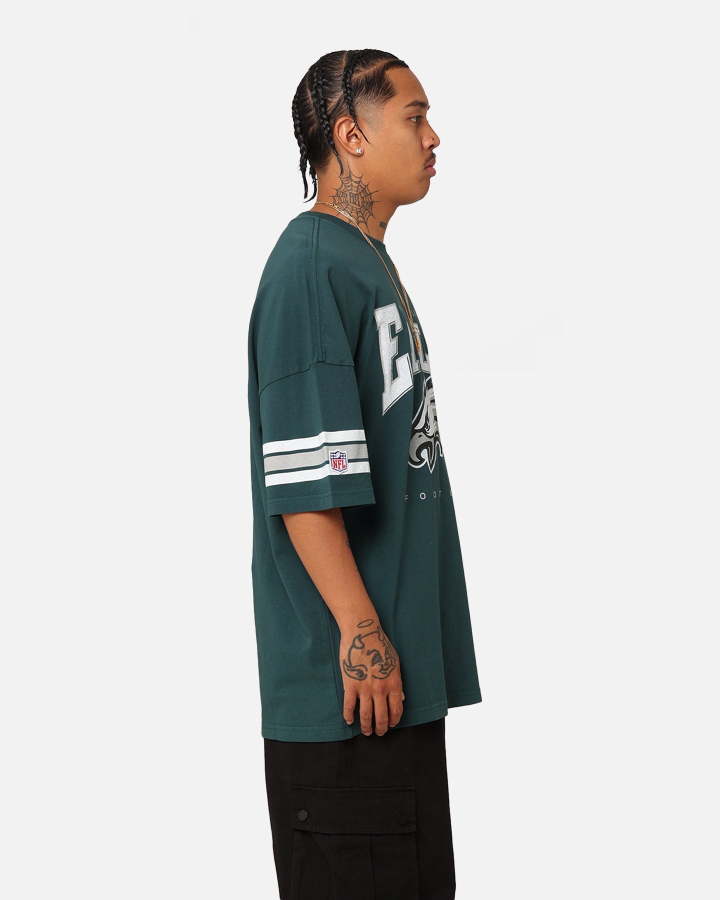 Majestic Athletic Philadelphia Eagles Vintage Sport Striped Sleeve T-Shirt Faded Teal