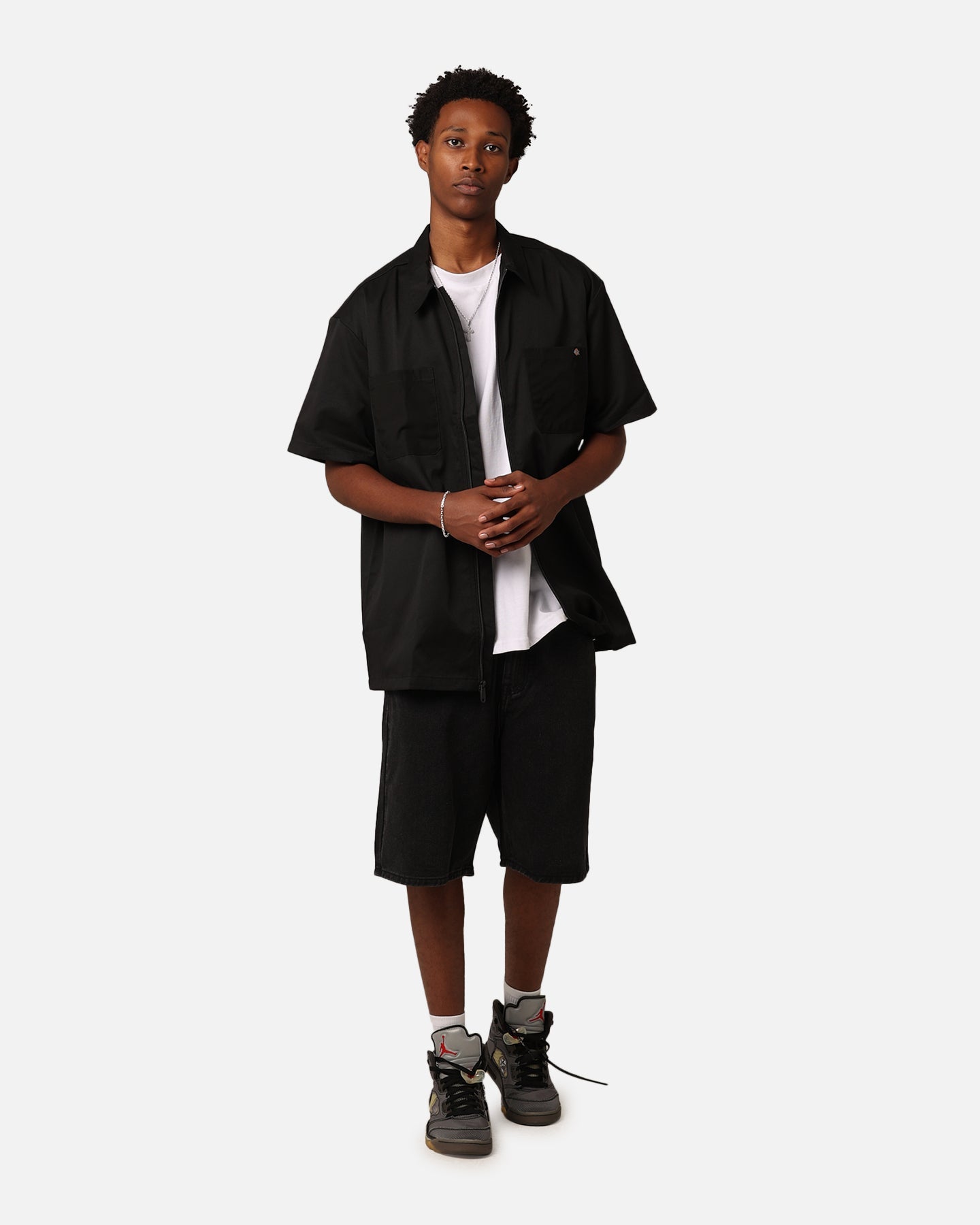 Dickies 1574 Zip-Through Short Sleeve Work Shirt Black