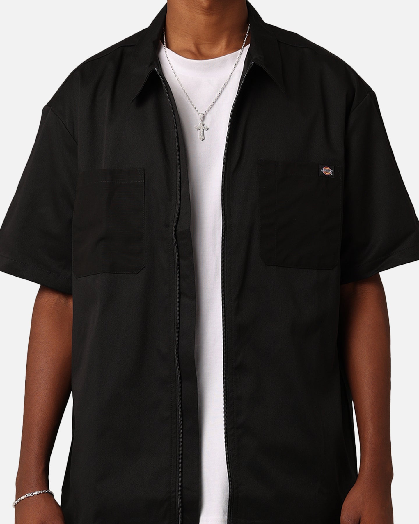 Dickies 1574 Zip-Through Short Sleeve Work Shirt Black
