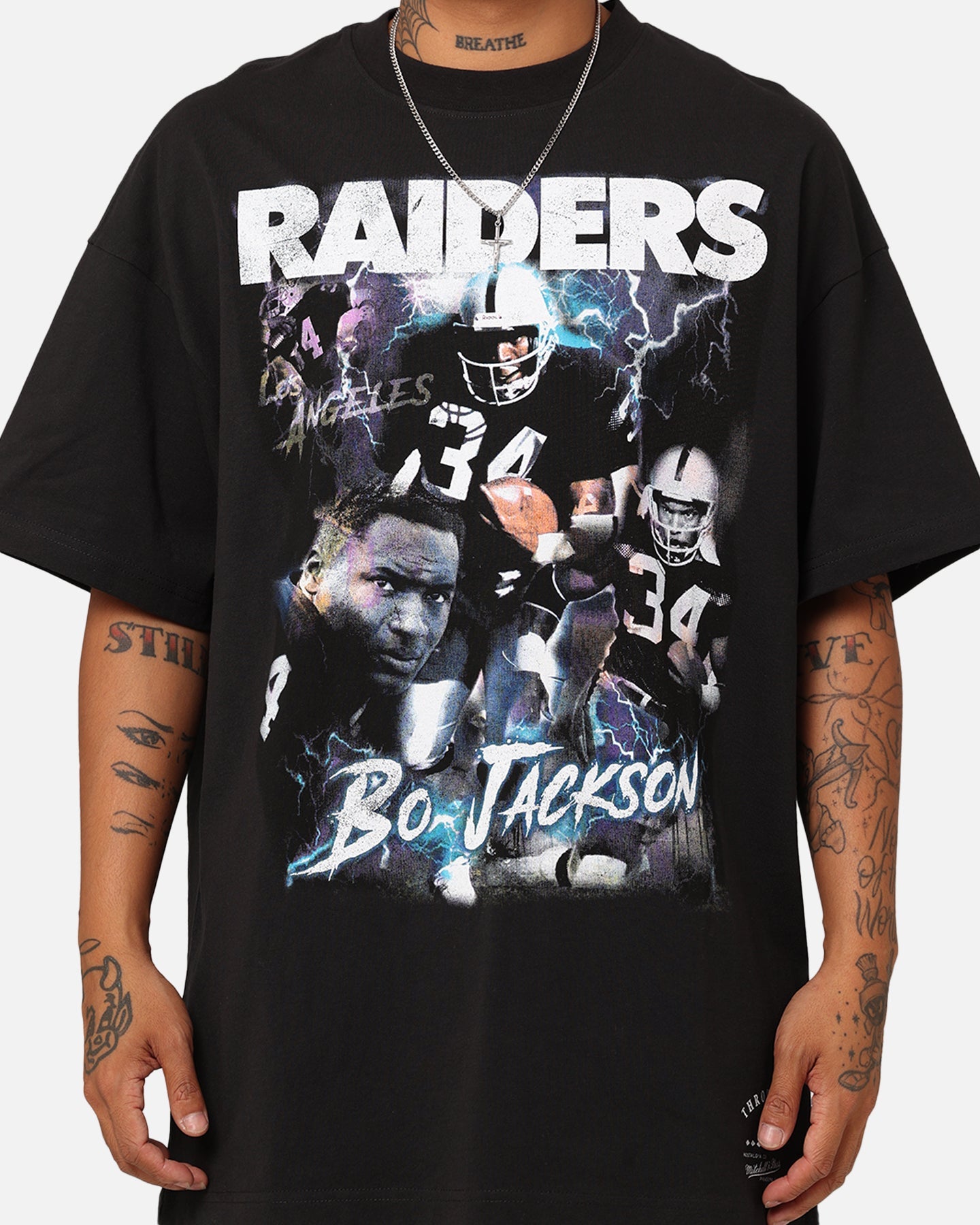 Mitchell & Ness Oakland Raiders Bo Jackson Player T-Shirt Faded Black