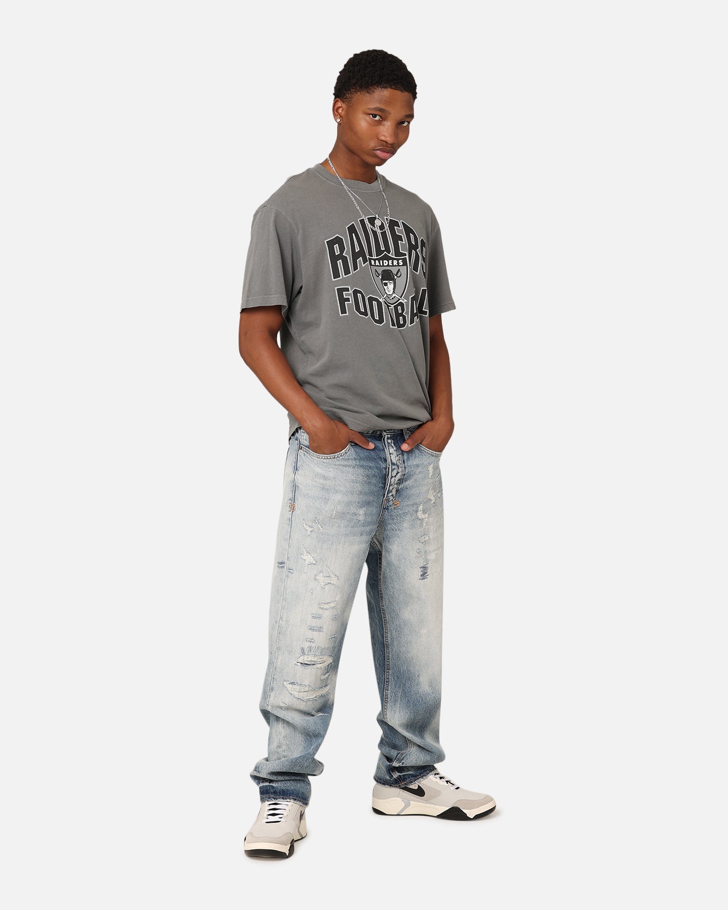 Mitchell & Ness Las Vegas Raiders Wave Arch T-Shirt Gunmetal