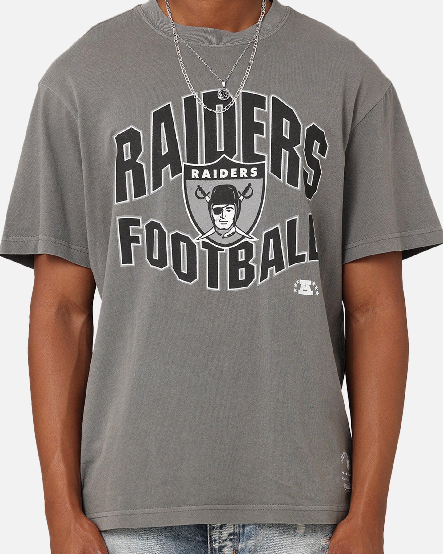 Mitchell & Ness Las Vegas Raiders Wave Arch T-Shirt Gunmetal