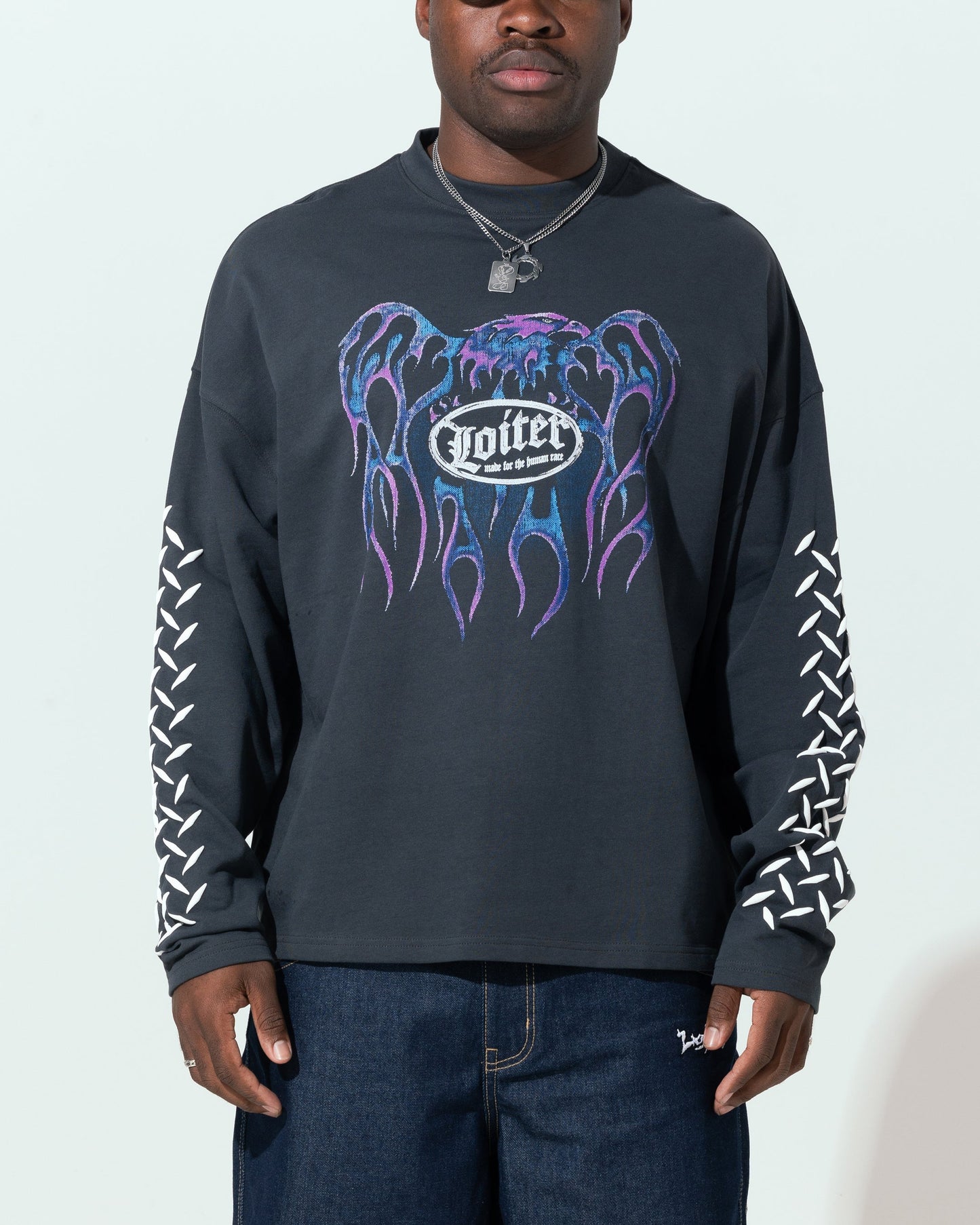 Loiter Repressed Box Long Sleeve T-Shirt Charcoal
