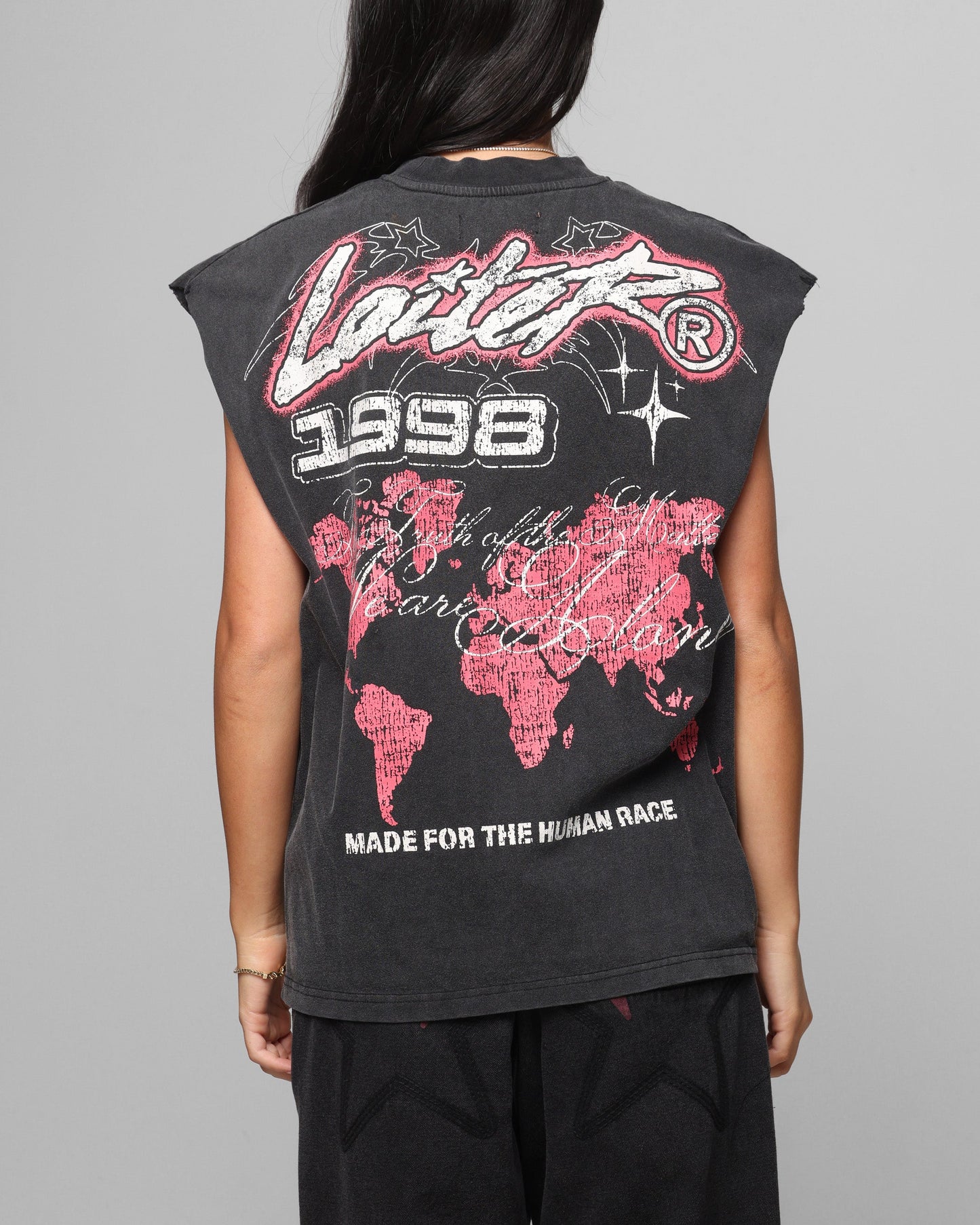 Loiter Motor Oversized Muscle T-Shirt Charcoal Style001