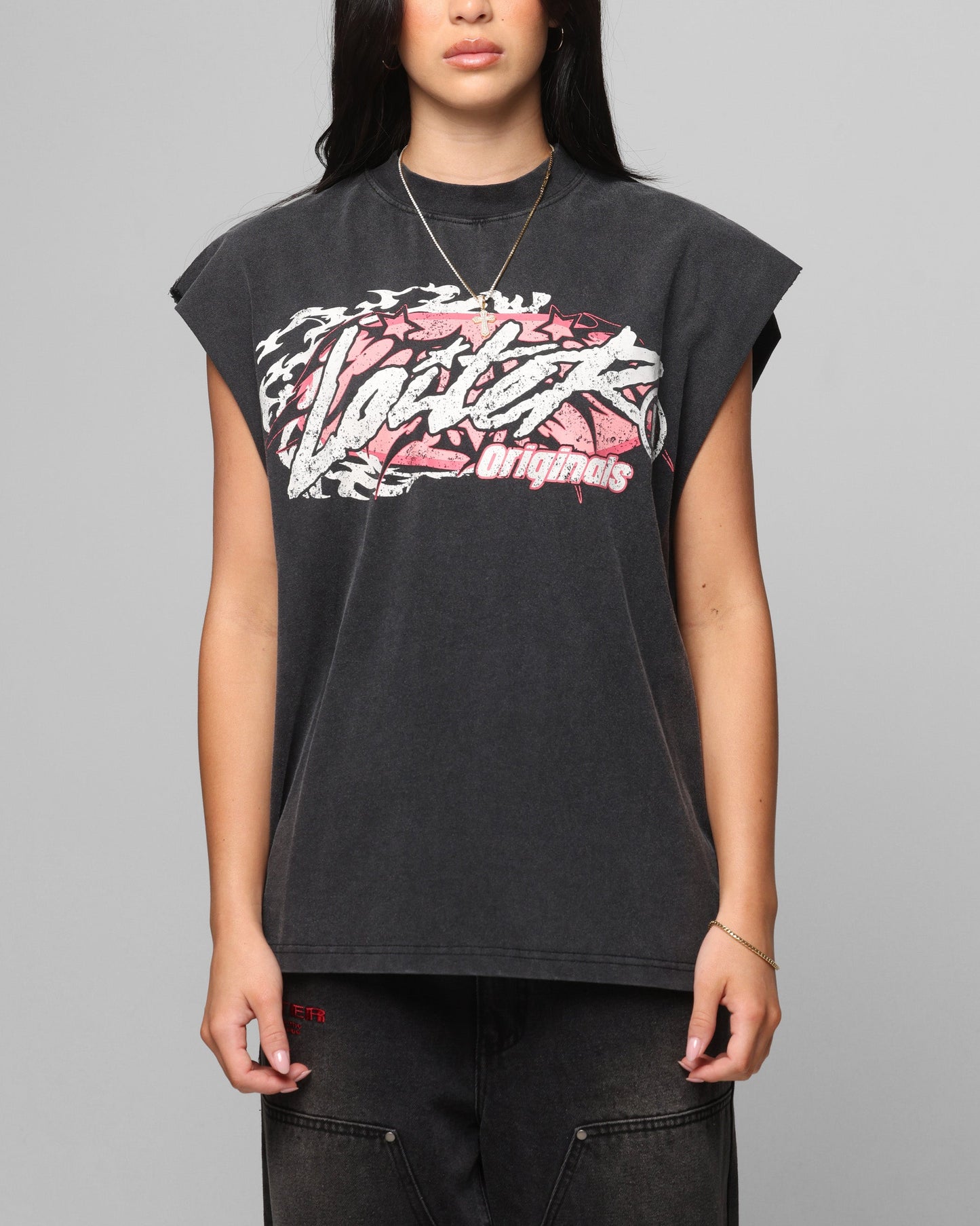 Loiter Motor Oversized Muscle T-Shirt Charcoal Style001
