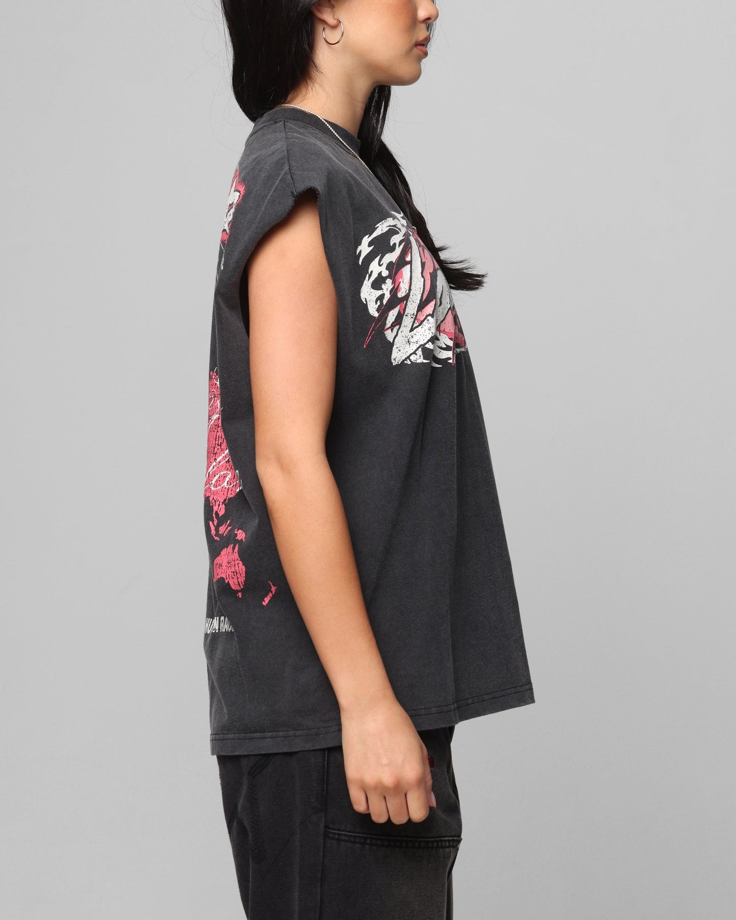 Loiter Motor Oversized Muscle T-Shirt Charcoal Style001