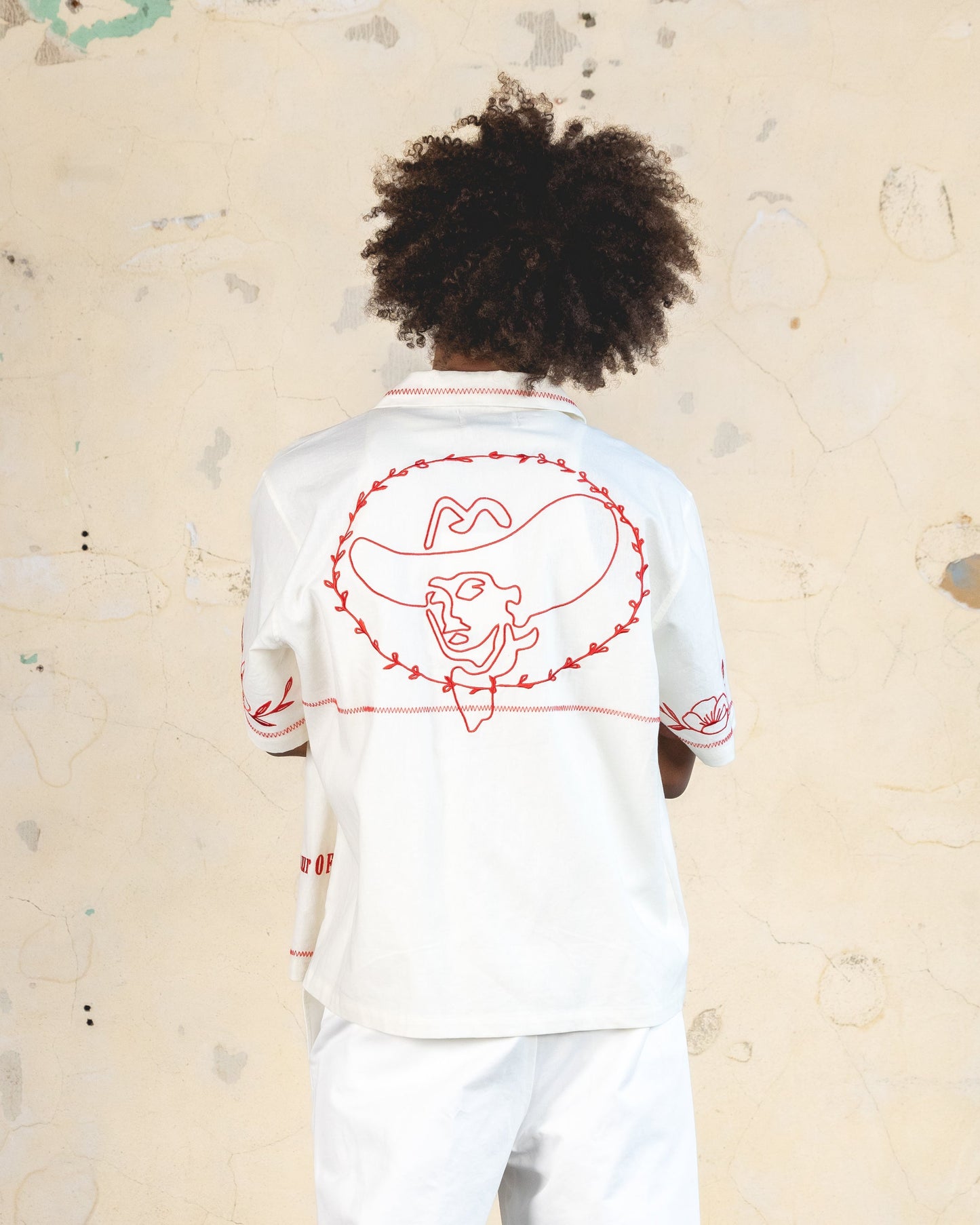 404 Frontier Embroidered Button Up Shirt Off White