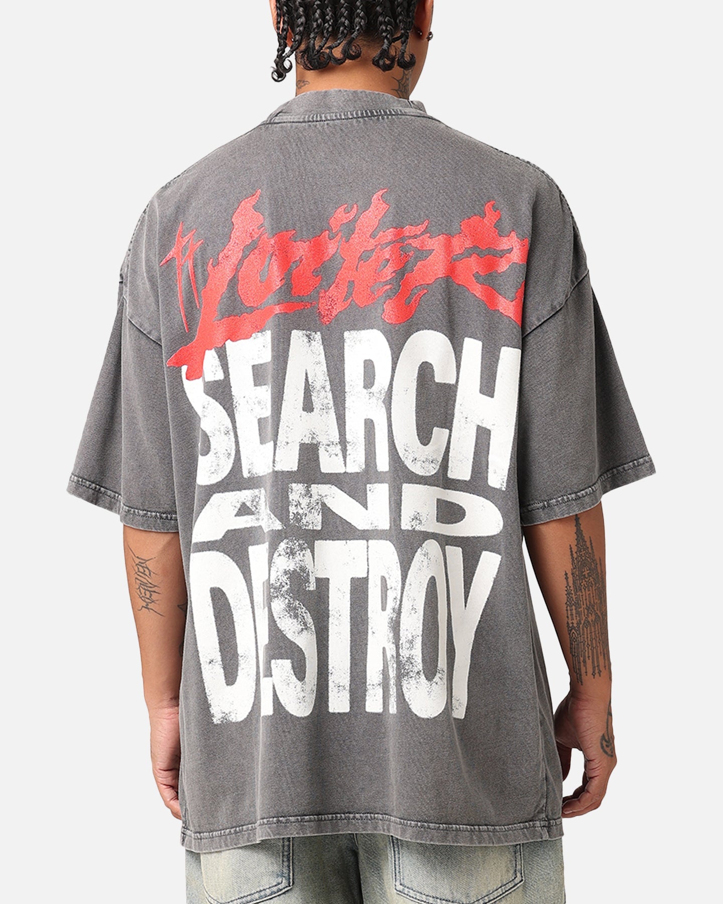Loiter Search And Destroy Oversized T-Shirt Charcoal Grey