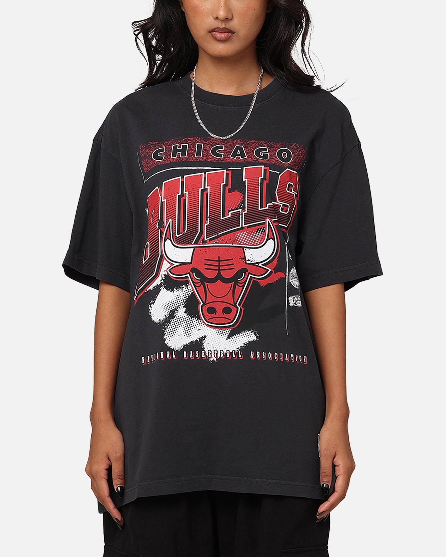 Mitchell & Ness Chicago Bulls Brush Off 2.0 T-Shirt Faded Black Style001