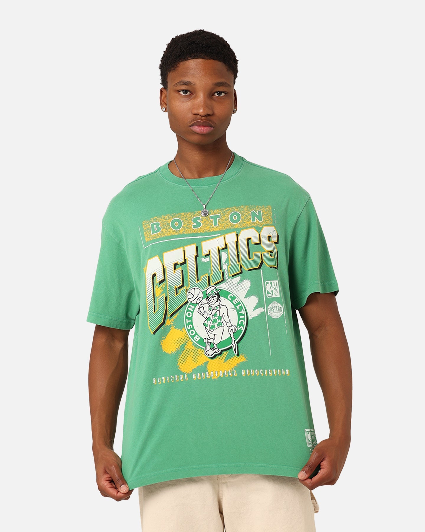 Mitchell & Ness Boston Celtics Brush Off 2.0 T-Shirt Vintage White