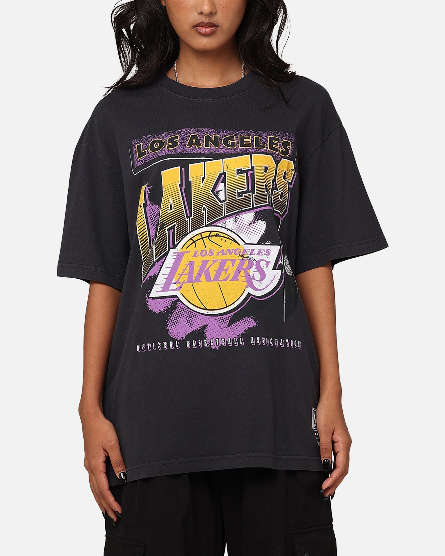 Mitchell & Ness Los Angeles Lakers Brush Off 2.0 T-Shirt Faded Black Style001